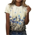 thumbnail image 2 of Hauts d'Été Grande Taille pour Femmes, T-Shirt Décontracté à Manches Courtes Imprimé Floral Col Rond en Liquidation, 2 of 8