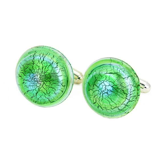 GlassOfVenice Murano Glass Lights Cufflinks - Silver Green