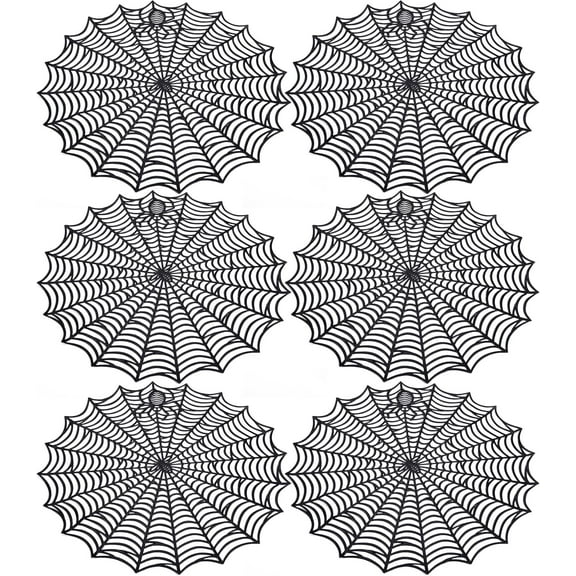 EBAOKUUP 6 Pcs Halloween Spider Web Placemats, 15" Heat Insulation Halloween Placemats Spider Web Table Mats, Hollow Out Spiderweb Coasters Placemat for Dining Table Party Decoration