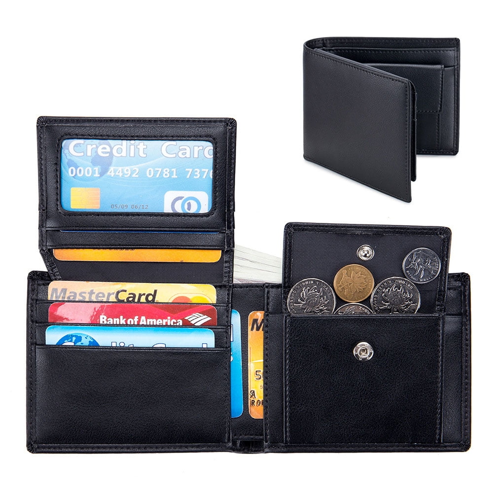 STAY FINE Top Grain Leather Wallet for Men | RFID Blocking | Bifold, Extra  Capacity with 2 ID Windows | Ultra Strong Stitching | Slim Billfold with 8