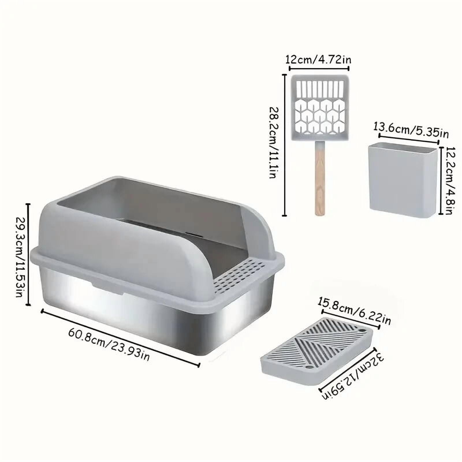 Enclosed Sides Stainless Steel Cat XL Litter Box Keep Litter In the Pan