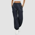 thumbnail image 6 of UAMVSH Womens Cargo Sweatpants Oversized Fleece Fall Jogger Pants with Pockets Fashion Loose Fit Cinch Bottom Jogging Pants(Medium,Navy), 6 of 6