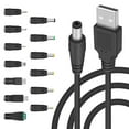 thumbnail image 1 of 5V CC 5.5 2,1Mm Jack Cable de Carga Cable de AlimentacióN, USB a CC Cable de AlimentacióN con 13 Adaptadores de Conectores de Enchufes Intercambiables, 1 of 10