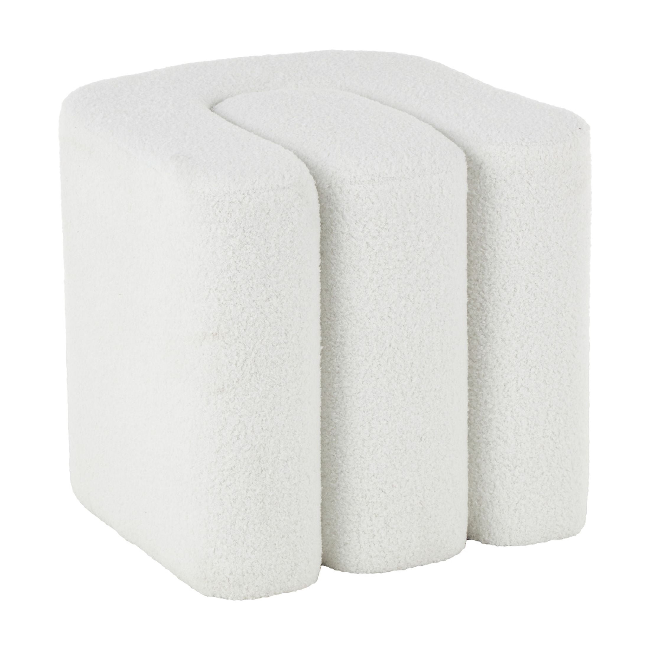 DecMode 18" x 18" White Polyester Curved Ottoman with Connected Arches, 1-Piece