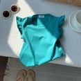 thumbnail image 3 of OSOLU Toddler Girls Ruffle Sleeve T Shirt Solid Color Vest Girls Basic Short Sleeve T-Shirts Trendy Dailywear, 4-5 Years, 3 of 3