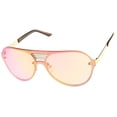 thumbnail image 2 of sunglassLA Unisex Rimless Flat Top Metal Temple Iridescent Mirror Lens Aviator Sunglasses (Gold / Pink Mirror) - 59mm, 2 of 4