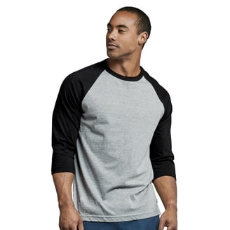TOP PRO Men's 3/4 Sleeve Raglan Baseball Tee - Casual Jersey Shirt In Charcoal/Heather Gray