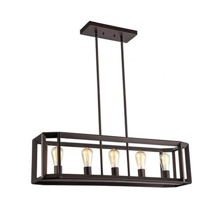 

34 in. Lighting Ironclad Industrial-Style 5 Light Rubbed Bronze Ceiling Pendant - Oil Rubbed Bronze