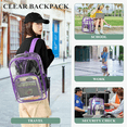 thumbnail image 6 of Cshidworld 16" Large Clear Backpack, PVC Transparent Backpack Stadium Approved with Reinforced Strap College Bookbag with Front Pocket for Workplace Stadium Travel Security Festival College, Purple, 6 of 7
