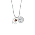 thumbnail image 2 of Delight Jewelry Silvertone Love with Football Silvertone Script Initial Disc - T - Charm Necklace, 20"+3", 2 of 4