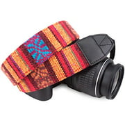 Wolven Pattern Canvas Camera Neck Shoulder Strap Belt Compatible with All DSLR/SLR/Men/Women etc, Fire Red