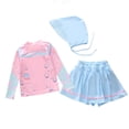 thumbnail image 4 of ZXLBBD Girl Swimsuits 3 Piece Cartoon Print Sporty Long Sleeve Rash Guard Swim Skirts Sun Hat with Drawstring Toddler Kids Summer Pool Beach, 4 of 4