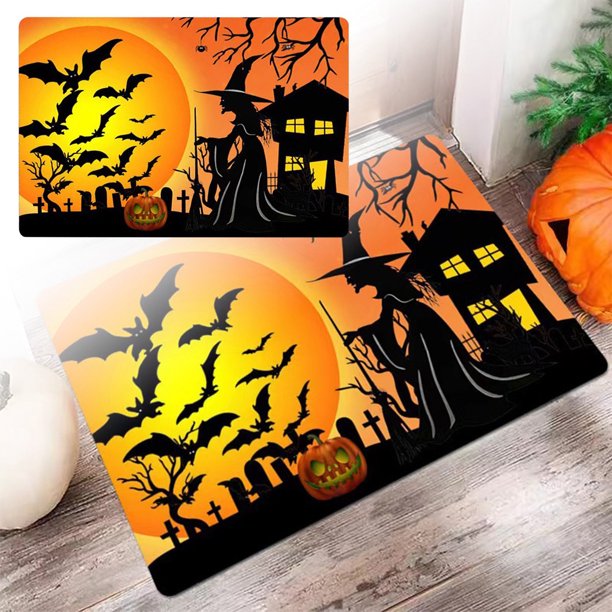 Alfombra Decorativa De Halloween Antideslizante Lavable Apta Para Uso En Exteriores/Interiores/Puertas De Entrada/Porches/Casas De Campo/Entradas/Patios Decoración De Halloween Para Casas De Vacacio