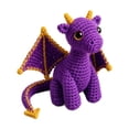 thumbnail image 2 of Dragon Stuffed Animal, Crochet Stuffed Animal, Amigurumi Dragon, Mythical Creature Plush, 6X3 Inch Purple Gold-Accented Handcrafted Set with 1 Matching Informational Card for Home, 2 of 6