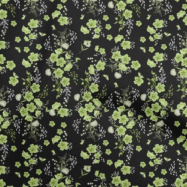 oneOone Cotton Poplin Green Fabric Floral Sewing Craft Projects Fabric Prints By Yard 42 Inch Wide