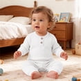 thumbnail image 6 of Jalioing Jumpsuit for Infant Baby Ribbed Solid Color Long Sleeve Romper Soft Comfortable Cotton Baby Clothes for Boys Girls, 6 of 7