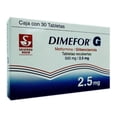 thumbnail image 1 of Dimefor G 500 mg/2.5 mg 30 tabletas recubiertas, 1 of 2