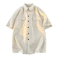 thumbnail image 3 of LIaqionyy Short Sleeve Button down Shirts for Men Casual Summer Collar Solid Color Beach Shirt with Pocket, 3 of 7