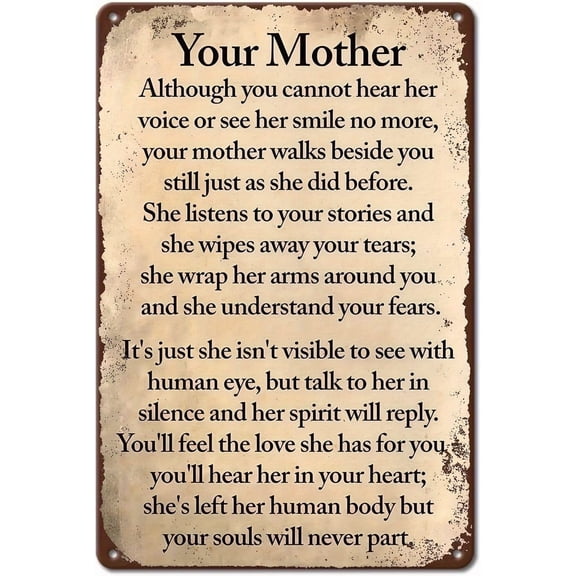 Vintage-Style Sentimental Metal Tin Sign - Funny Mother's Quote, Outdoor and Indoor Wall Decoration, Street, Yard, Porch, Room, Garage, Home, Cafe, Bar, Club, Farm, Garden, Countryside 8x12 inches