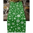 thumbnail image 5 of Winter Snowy Snowflakes Table Runner 13x70in Non-Slip Cotton Linen Table Runners, Christmas Green Dresser Scarves TableRunner for Dinner Kitchen Dining Wedding Party, 5 of 9