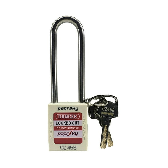 Lockout Padlock White Stainless steel long shackle PS-LOTO-PPR-76 Pack of 10