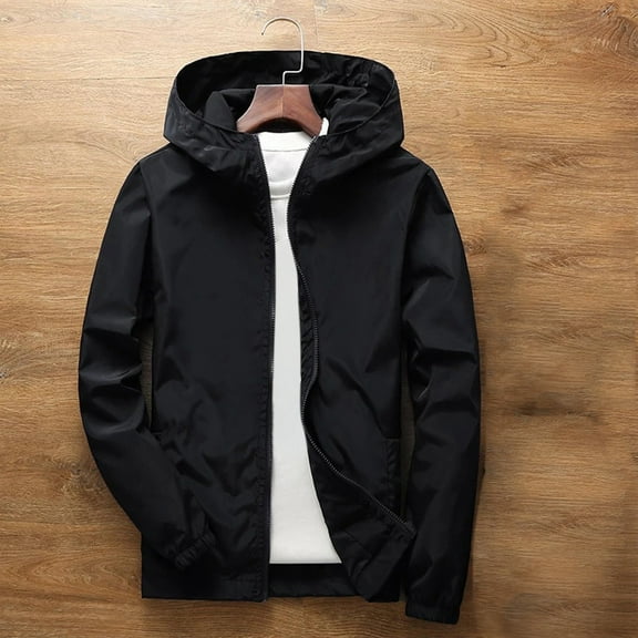 Rigardu heated jackets for men mens jacket Men's Autumn And Winter Solid Color Plus Long Sleeve Hooded Casual Jacket Black L