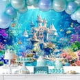 thumbnail image 4 of Ocean Castle Backdrop Princess Underwater Sea Fairy Birthday Wonderland Aquarium Sea Fish Coral Plant Cute Kids Cartoon Decorations Photography Background Banner Photo Booth Studio, 4 of 4