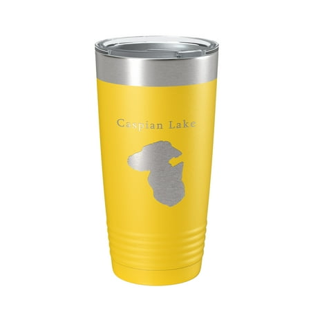 

Caspian Lake Map Tumbler Travel Mug Insulated Laser Engraved Coffee Cup Vermont 20 oz Yellow