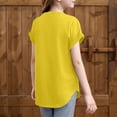 thumbnail image 3 of Abcomgle Girls Tee Shirts 7-16 Crewneck Curve Hem Girls Shirts Short Sleeve Tshirt Summer Fashion Cotton Tee Tops Girls,Yellow,12-13Years, 3 of 5