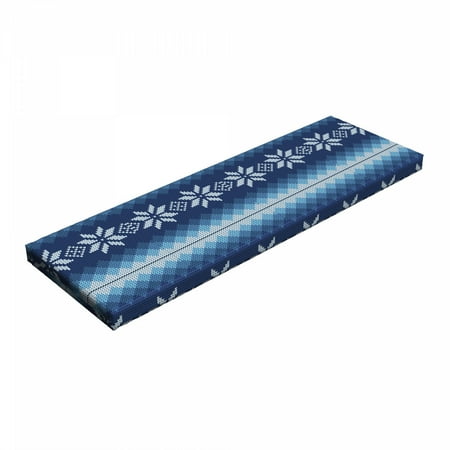 

Winter Bench Pad Traditional Scandinavian Needlework Inspired Pattern Jacquard Flakes Knitting Theme HR Foam Cushion with Decorative Fabric Cover 45 x 15 x 2 Blue White by Ambesonne