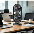 thumbnail image 5 of Double Head Two Way Desktop Portable Fan, High Wind Power Fan for Home Office Camping Bedroom, USB Rechargeable, 5 of 9
