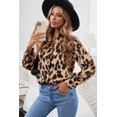 thumbnail image 3 of ABPHQTO Camisa de mujer con estampado de leopardo y cuello vuelto, 3 of 5