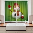 thumbnail image 2 of Ambesonne Snowman Kitchen Curtains, 3D Traditional Mascot, 55"x45", Green Red White, 2 of 3