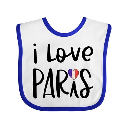 

Inktastic I Love Paris French Flag Heart Boys or Girls Baby Bib