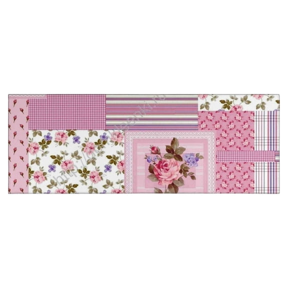 Pioneer Flower Floral Print Pattern Kitchen Rug Mat,Kitchen Runner Rugs Non Skid Washable,Decorative Kitchen Floor Mats for Kitchen,Sink,Laundry,17"X47"