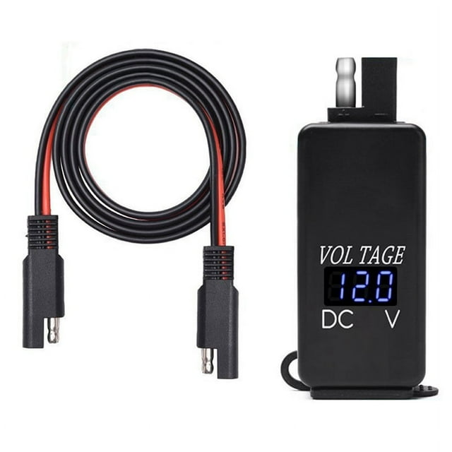 Adaptador SAE a USB con VoltíMetro Enchufe de DesconexióN RáPida de Motocicleta con Cargador USB Dual Impermeable para TeléFono Inteligente