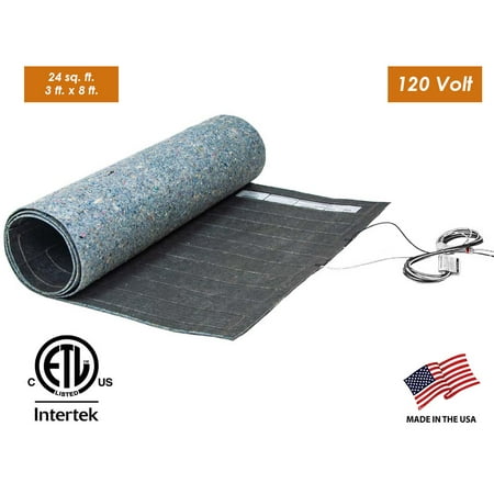 24 sq. ft, 120V. Radiant Underfloor Heating Mat for Heated Laminate and Engineered Wood Floors (3 ft. x 8 ft.) - For Other Sizes Search For