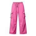 thumbnail image 6 of Rhuody Women Pants Wide Leg Loose Fit Elastic Waist Solid Color Trousers With Pocket Fashion Wear 2Xl Red, 6 of 6