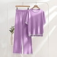 thumbnail image 2 of Maean Lounge Sets for Women 2 Piece Outfits Knit Short Sleeve Pullover Tops Wide Leg Pants Casual Sweater Sets, 2 of 5