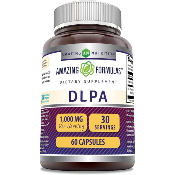 Amazing Formulas DLPA 1000 Mg Per Serving 60 Capsules Supplement | DL-Phenylalanine | Non-GMO | Gluten-Free