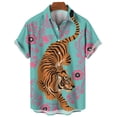 thumbnail image 2 of Camisa de manga corta con estampado 3D de leopardo y tigre para hombre, camisa informal de moda de verano, camisa de calle de gran tamaño, 2 of 5