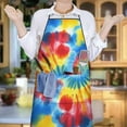 thumbnail image 6 of Colorful Tie Dye Pattern Apron-Garden Aprons for Women with Pockets-Cotton Linen Waterproof Kitchen Cooking Gardening Aprons Adjustable for Kitchen,Cooking,BBQ and Salon 33x27 Inch, 6 of 6