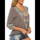 thumbnail image 5 of Blusas Mexicanas para Mujer, Camisas Bordadas, Ropa Hippie, Túnicas de Fiesta, Blusas Bohemias Campesinas de Talla Grande. Gris XXL, 5 of 6