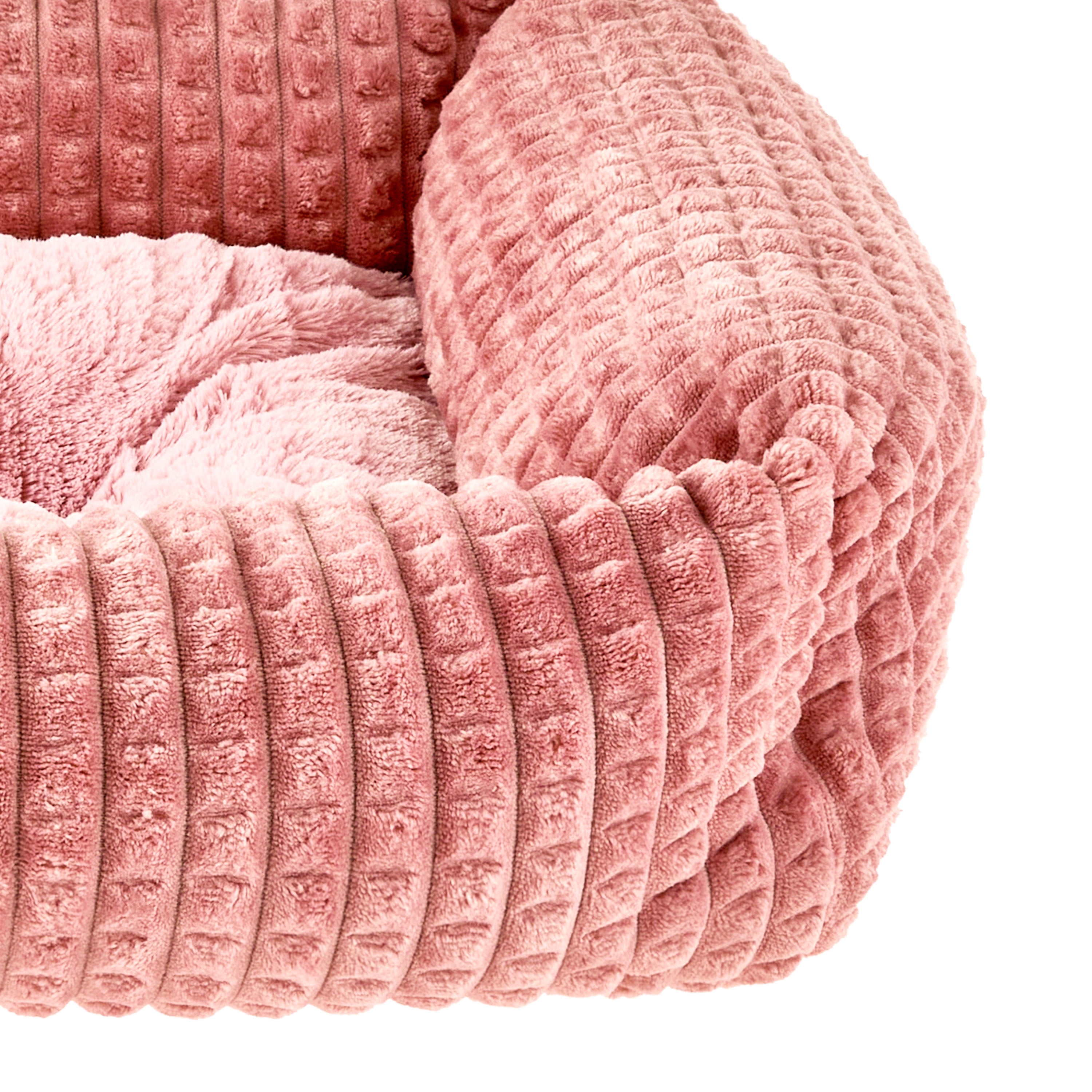 Vibrant Life Medium Flannel Waffle Texture Bolster Cat or Dog Bed, Pink, 21" x 25"