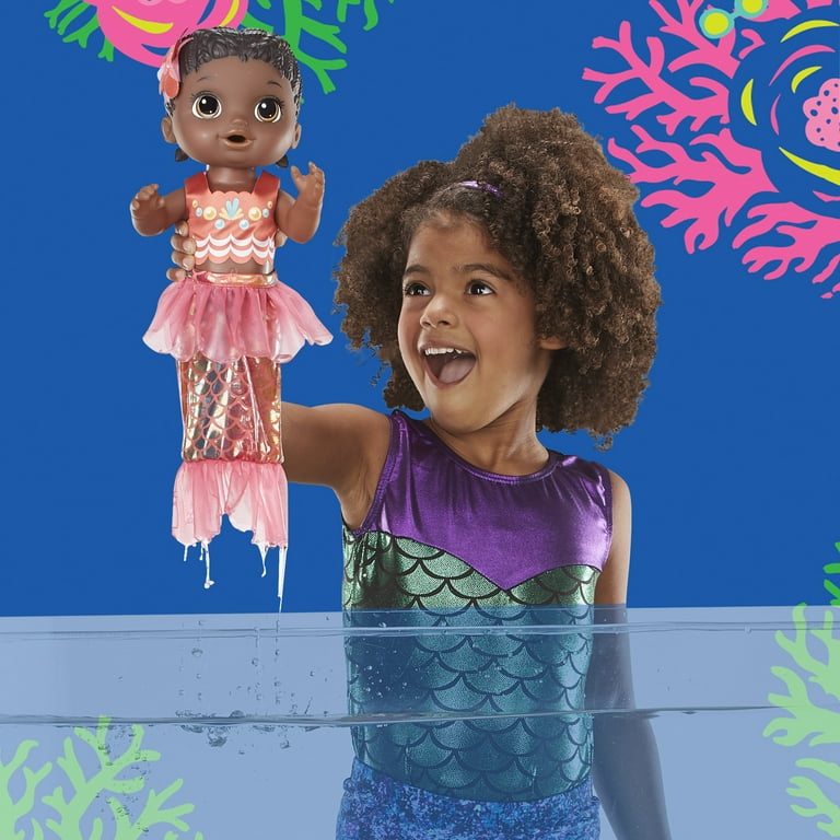 Baby Alive Shimmer n Splash Mermaid 14 Inch Doll Black Hair Brown Eyes Kids Toy for Boys and Girls Walmart