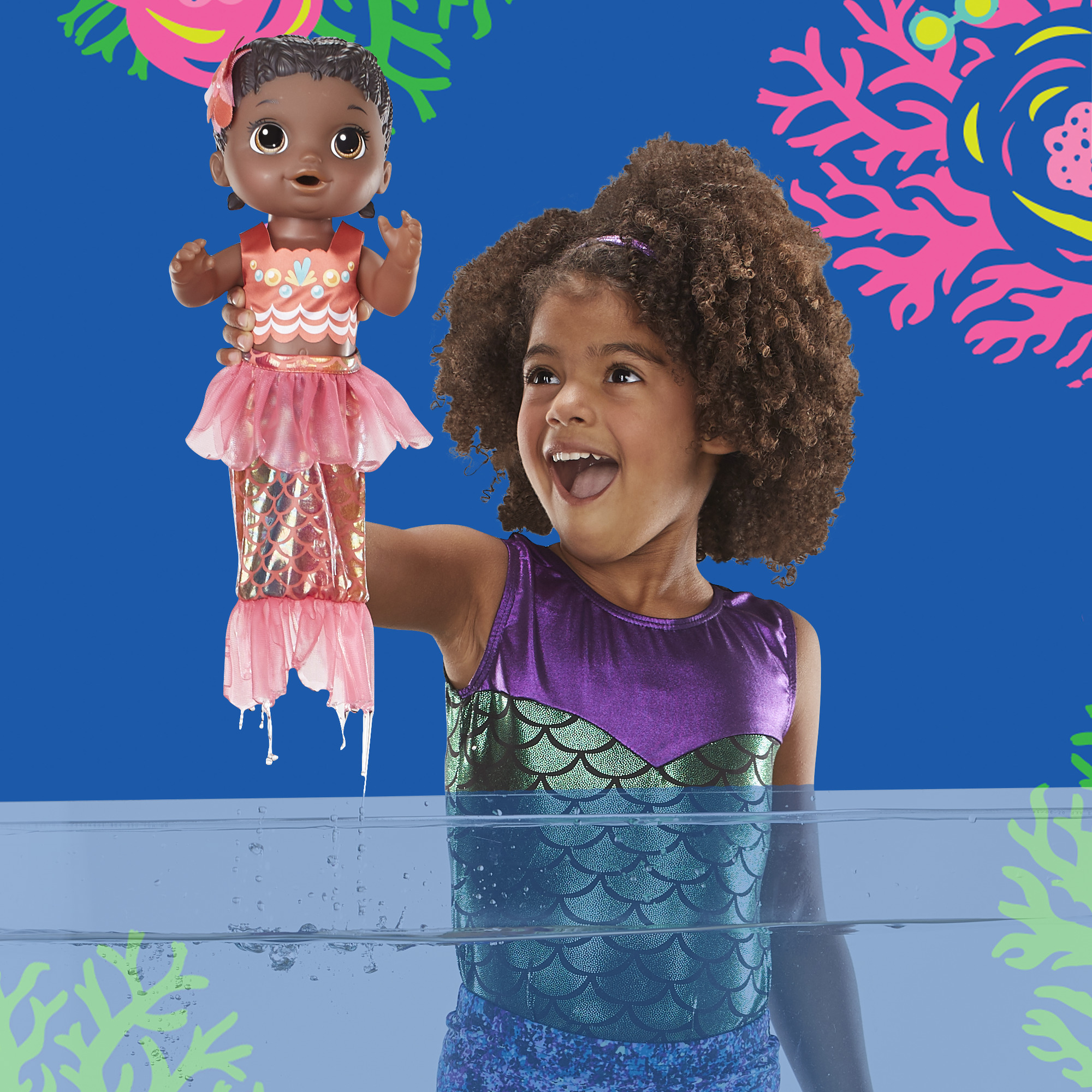 Baby Alive: Shimmer 'n Splash Mermaid 14-Inch Doll Black Hair, Brown Eyes Kids Toy for Boys and Girls - image 4 of 14