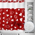 thumbnail image 4 of No Hook Shower Curtain with Built-in Rings - Red Valentine's Day Washable Waterproof Fabric Bathroom Curtains for Hotel,Rentals, 66 X 72 Inch Long , Valentines Love Heart, 4 of 9