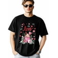 thumbnail image 1 of T-Shirts for Men, Hearts Dessert Leaves Crew Neck Cotton T-Shirt Men's Short Sleeve Valentine's Day Flower Love Heart, 1 of 8