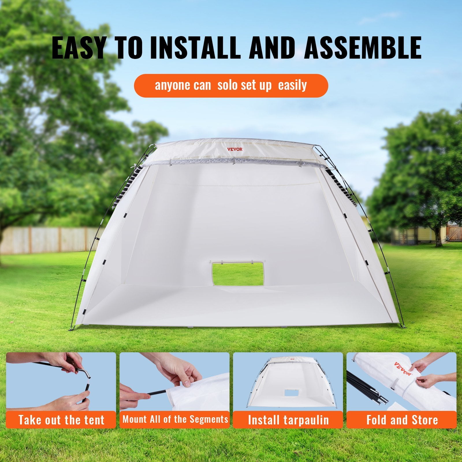 10x7x6ft Portable Paint Booth - Large Spray Paint Tent with Built-in Floor & Mesh Screen - for Furniture, DIY Projects & Hobby Painting - Includes Disposable Film