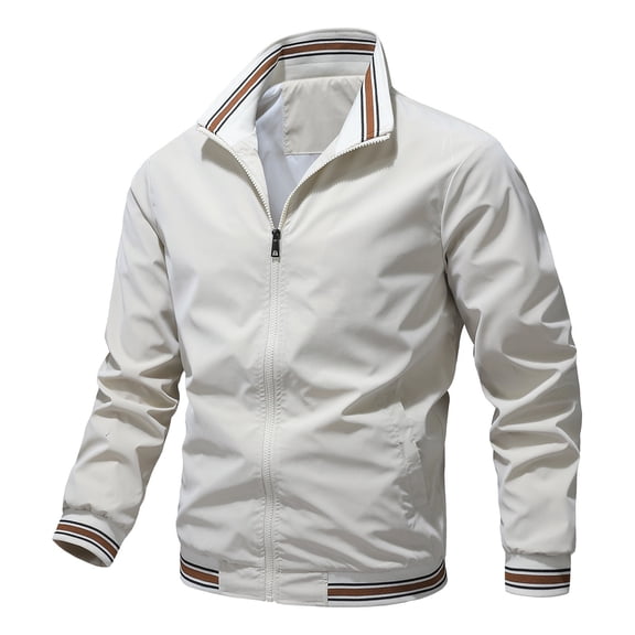 Maoxin Men's Jacket Men's Solid Color Lapel Thin Casual Large Size Jacket Long Sleeve Coat Khaki M